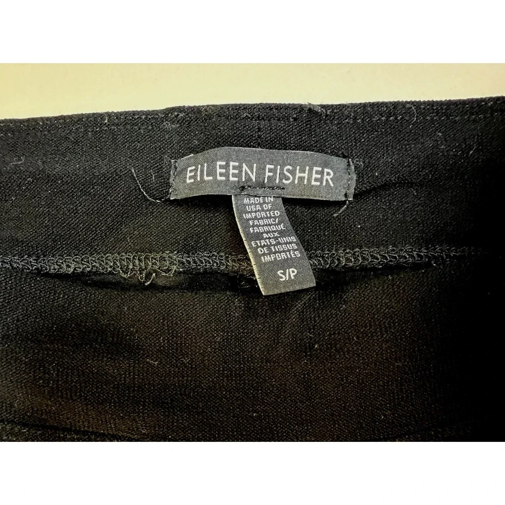 Eileen fisher Pullon Straight Leg Pant‎ Black Viscose Blend Stretch Waist SZ SP